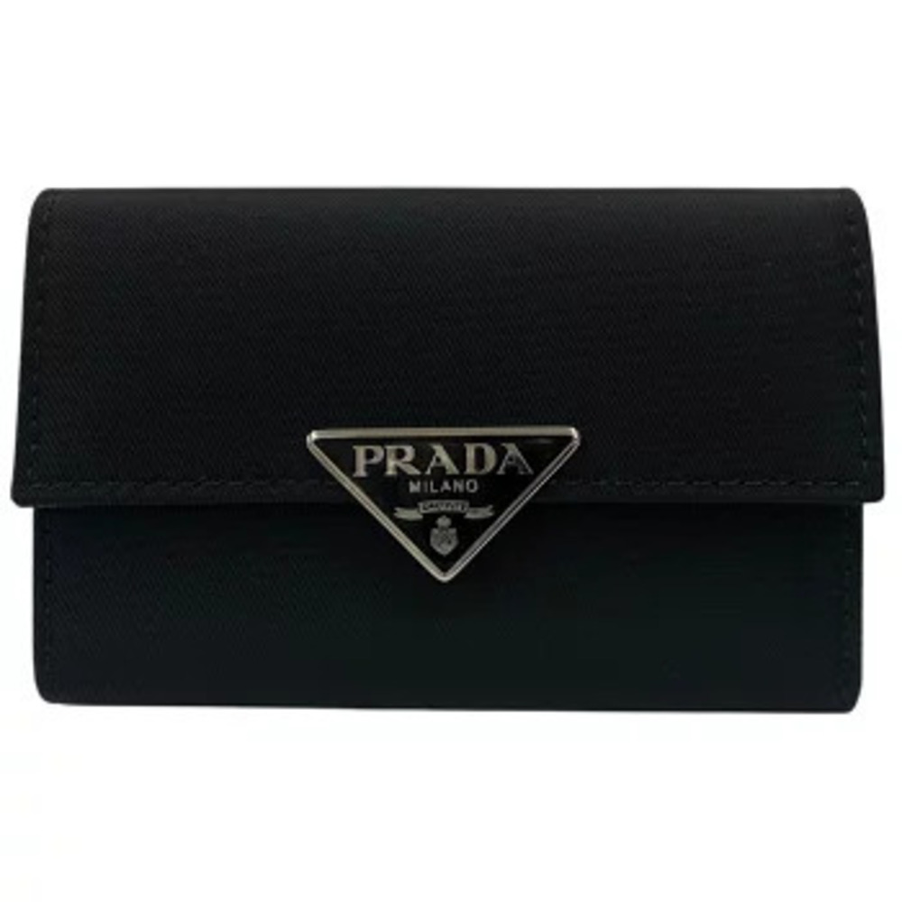 Prada Key Case Wallet Hooks Leather DEPOS NERO Black Triangle